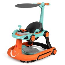 6-in-1 Baby Walker w/Canopy, Music, Lights, Speed/Height Adjustment  Wheels