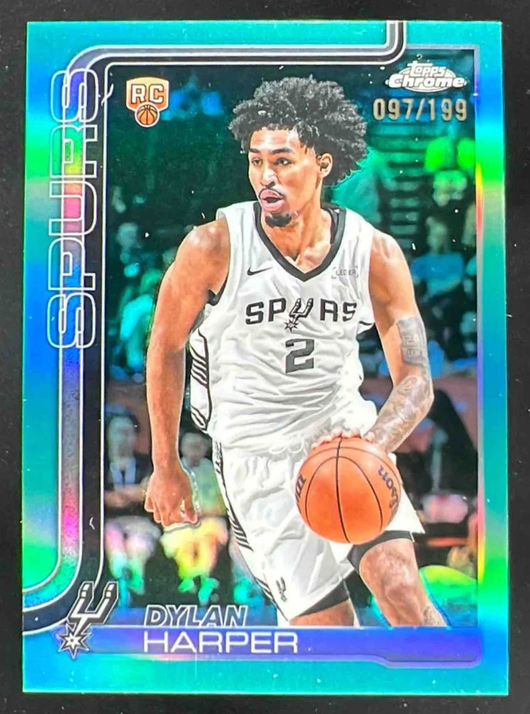 2025-26 Topps Chrome Aqua Refractor #252 Dylan Harper RC /199