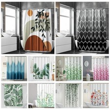 Extra Long Waterproof Shower Curtain Floral Leaves Bathroom Fabric with Hooks