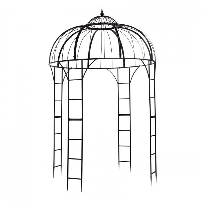 Arche pavillon de jardin en métal Ø 2 m Malcesine - Kiosque rond noir pour extérieur D14261