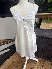 VTG 90s California Dynasty Slip Dress M Lace Satin Coquette Nightie Bridal