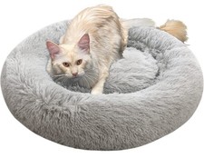 Comlax Calming Donut Dog Beds, 45 inches Round Cushion with Removable Washabl...