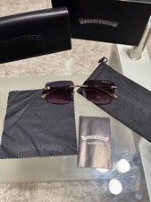 Chrome Hearts Women s Rimless Square Sunglasses Gold Metal Frame Purple Gradient