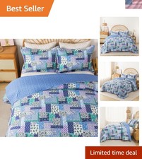 Luxurious King Quilt Set - 3 Pieces, All-Season Microfiber, Rustic Paisley