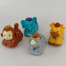 4 VTech Go Go Smart Animals Zoo Rhino/Elephant/Giraffe/Monkey - Tested Working