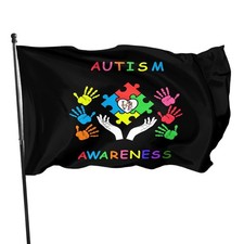 Autism Awareness Flag 3x5 Ft Fade Proof Outdoor/Inside Puzzle Piece Inspirati...