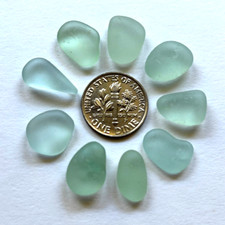 Surf Tumbled Sea Glass   Jewelry Quality  9 Light Aqua Tone Pieces