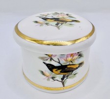 Theodore Paul Fine Bone China Lidded Trinket Box / Yellow Wagtail Bird / VGC
