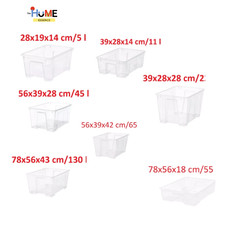 IKEA SAMLA Storage Box with Lid Clear Plastic Stackable Storag Organiser 5L-130L