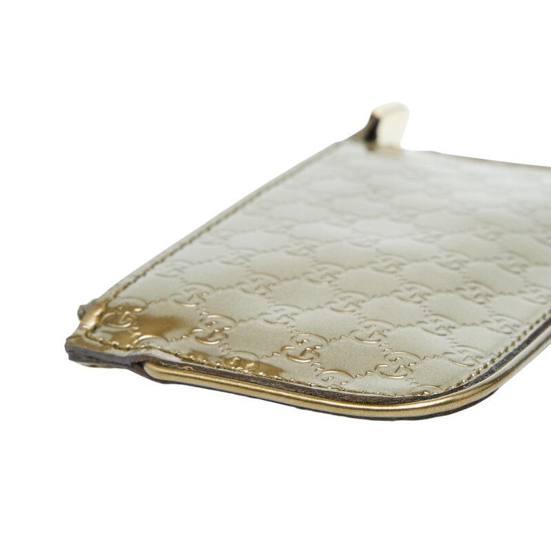 Gucci Micro Gucci Shima Coin Case 233133 Gold Patent Leather For Women GUCCI Use thumbnail 5