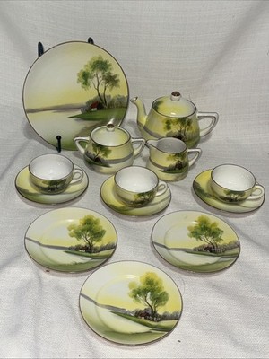 Noritake Demitasse Tea Set Teapot Cream Sugar Tea Cups Saucers Plates