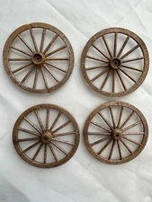 4 Craft Poly Resin 14 Spoke Wagon Wheels - 2-3/4" Diameter - 1/8" Center Hole