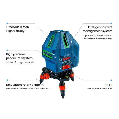 Original BOSCH GLL 5-50XG Professional Green Laser Level 3D 5-Line Self Measure - Picture 3 of 5