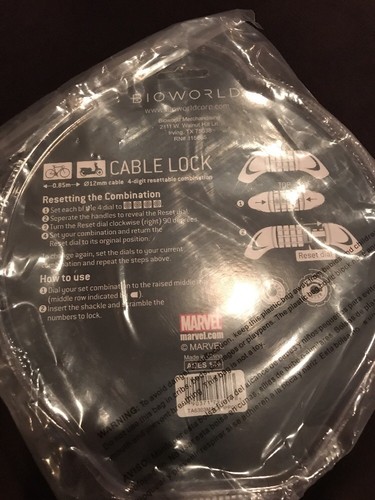 MARVEL COMICS CAPTAIN AMERICA DIAL COMBINATION BIKE BRAIDED STEEL CABLE LOCK NWT - Picture 4 of 4