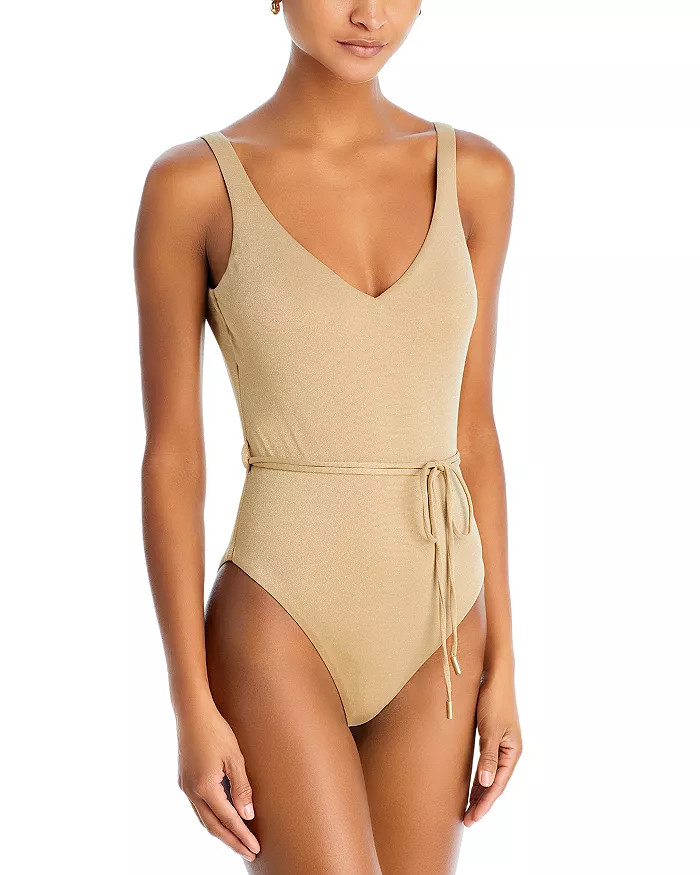 Женский слитный купальник AQUA Womens с глубоким вырезом, золотой, XL
