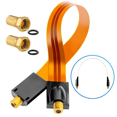 HB-DIGITAL Paso de ventana slim COBRE cable plano GOLD F conector FULL HDTV 3D chapado en oro