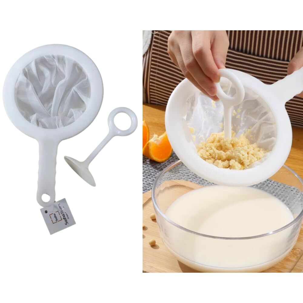 Nylon Fine Mesh Strainer with Squeezing Stick for Kefir and Mess-Free Straining-image