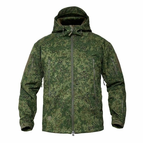 Giacca conchiglia morbida da uomo pelle di squalo esercito impermeabile cappotto esterno mimetico con cappuccio - Foto 34 di 38