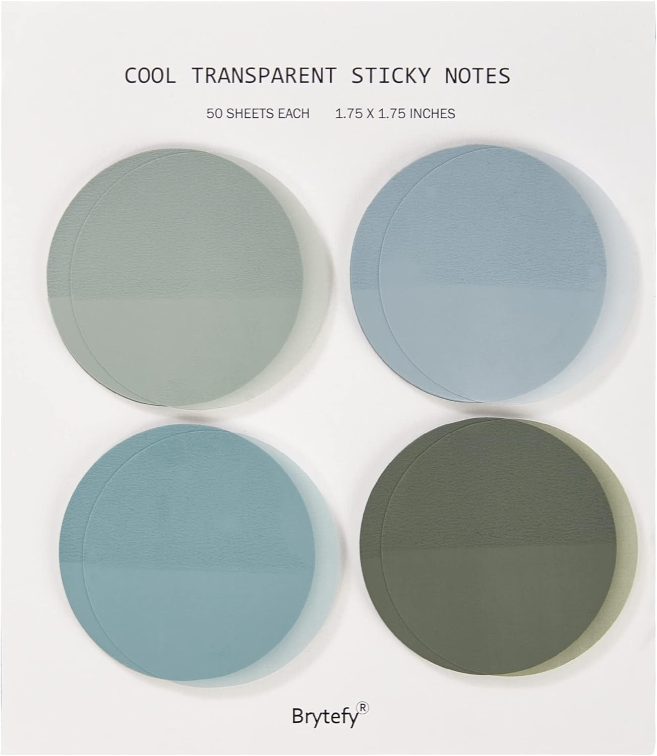 Cute round Transparent Sticky Notes, Set of 4 Circle Clear Sticky Tabs, Transluc-image