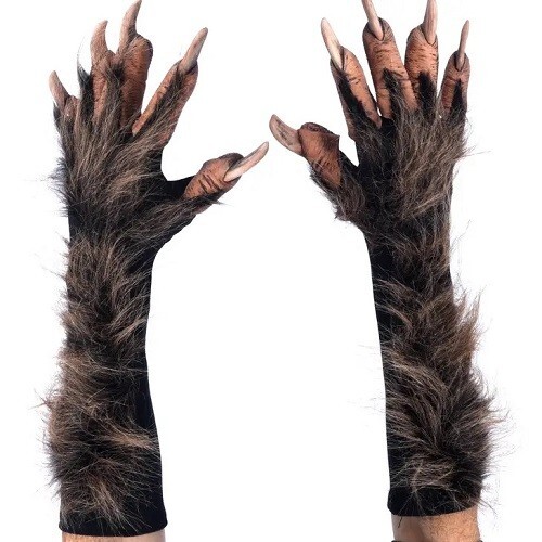 Brown Werewolf Gloves Halloween LARP Adult Fancy Dress Costume Accessory New