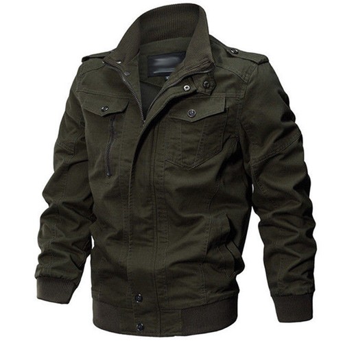 Men's Military cotton jackets casual collar bomber jacket coat parkas outwear - Picture 13 of 25