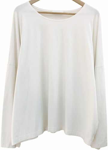 BRYN WALKER Cream GABO Tunic L/S TEE TOP Bamboo Organic Cotton BOXY OVERSIZE L