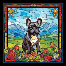 Grey French Bulldog Large Refrigerator Magnet- version 2