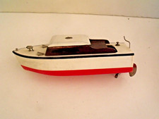 VTG 1950's Cabin Cruiser Battery Operated Painted Wood Toy Boat/Japan