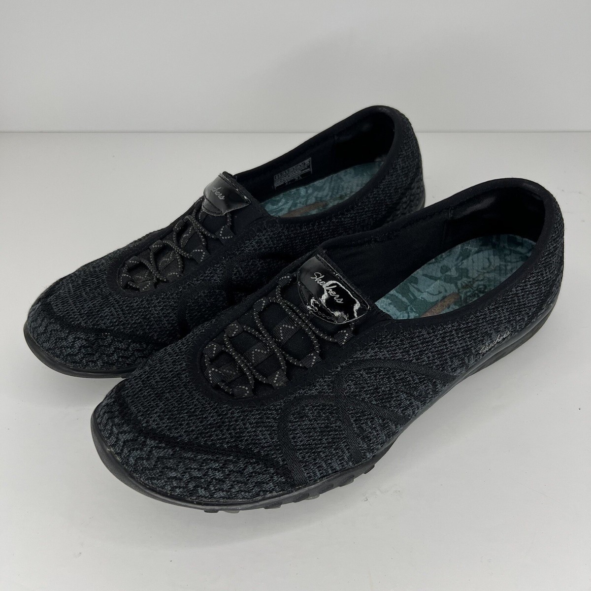 Skechers Breathe Easy Womens Size Black Mesh Casual Shoes