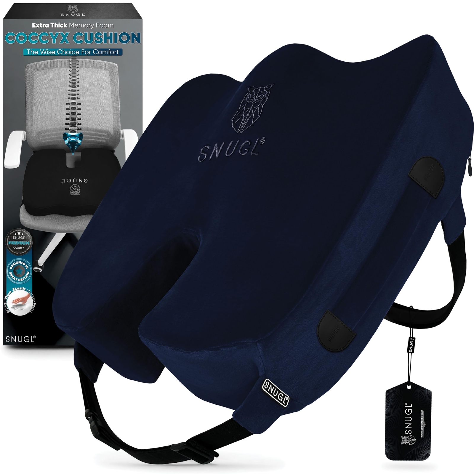 Coccyx Cushion | Thick Memory Foam Seat Cushion for Office, Car, Wheelchair &...