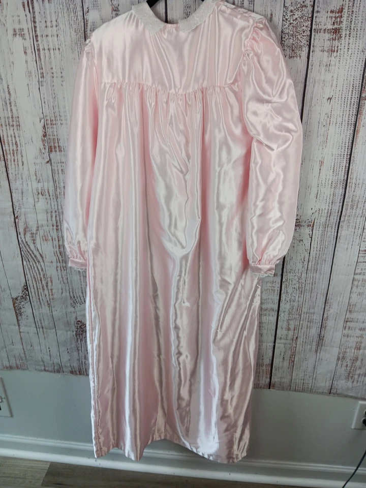 Aria Modesto Camisón Mujer’s Grande Maxi Rosa Pequeñas Flores Detalle Encaje Sedoso Foto 2 de 4