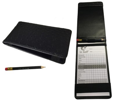 LL-Golf  Golf Scorecard Halter / Scorekarte Mappe / Tasche / Hülle + Stift+Block