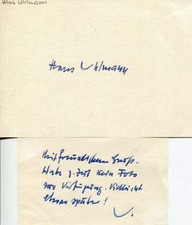Hans Uhlmann autograph, German sculptor, signed card Hans Uhlmann autograph, German sculptor, signed card