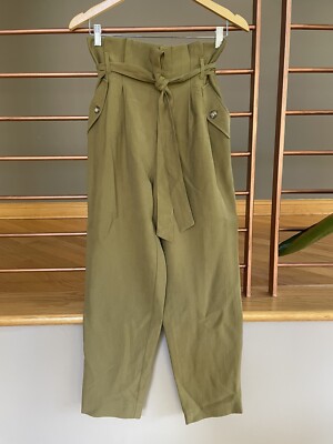 army green dress pants women Stretch Linen Blend Dress Pants for Tall Women in Olive 10 / Extra Tall / Olive main image 0
