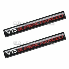 2 - Brand New Embossed Aluminum V6 Supercharged Badge Emblem Black Red 2 - Brand New Embossed Aluminum V6 Supercharged Badge Emblem Black Red