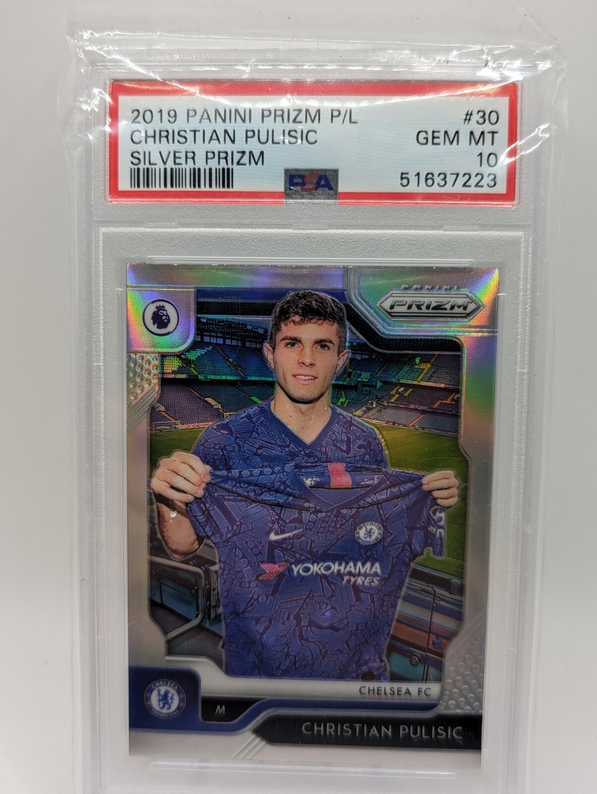 2019 Panini Prizm P/L Silver Prizm Christian Pulisic # 30 PSA 10 ( Gem Mint ) RC