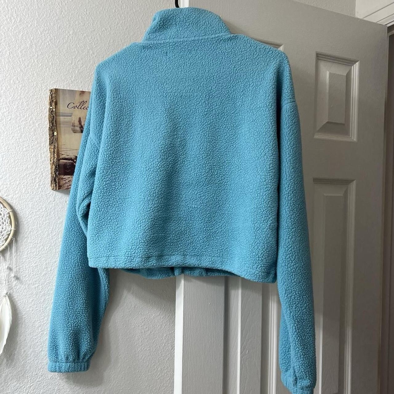 Light Blue Solid Basic Fleece Pullover Slightly C… - image 2