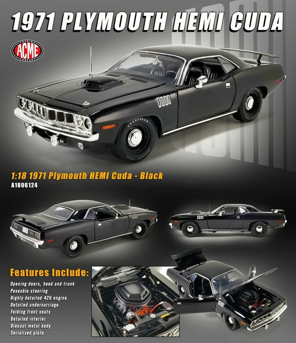 1971 Plymouth Cuda 1:18  限定版 黒 1/18 Acme 1971 Plymouth Hemi Cuda Triple Black Brand New