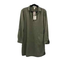 C&C Lyocell Shirt Dress Olive Green Womens Medium NEW