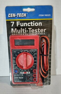 CEN-TECH 7 Function Digital Multi-Tester Multimeter #98025 NEW