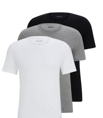 Bavlněné tričko BOSS TShirt RN 3P Classic 3-pack, barva bílá