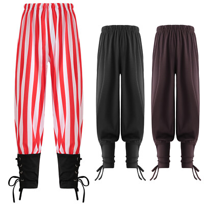 US Kids Medieval Ankle Banded Pirate Pants Gothic Renaissance Halloween Cosplay