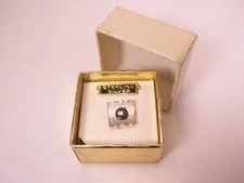 Black Cabochon Design STERLING SILVER Vintage JML Tie Tack Lapel Pin in box