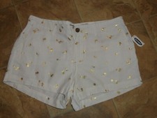 Women's Old Navy Linen Blend Gold Palm Tree Everyday Shorts 8 Waist 32" NWT