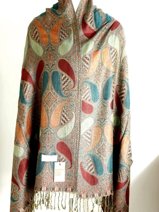 Rave Pashmina Women's Soft Wrap - Paisley Print In Black Turquoise 1255561 - Foto 2