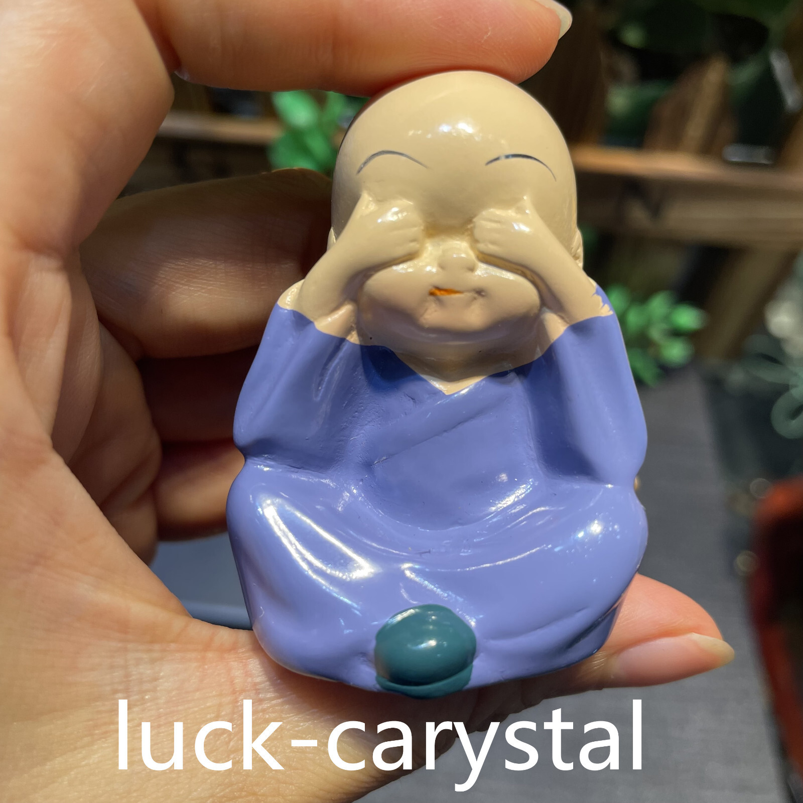 195g Hand Carved Ceramic Monk Decorations Reiki Healing Gift.4PC.B18E