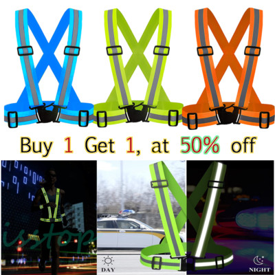 Adjustable Reflective Vest Glow Belt Stripe Strap Night Walking Jogging Running