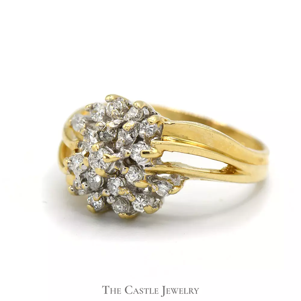 Diamond cluster ring 14kt hotsell yellow gold