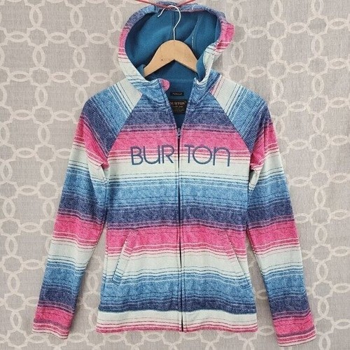 Burton Women's XS Hoodie Pastel Stripes Full Zip Pink/ Blue 9881