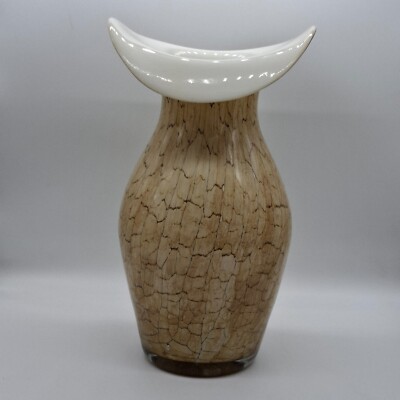 Jozefina Glas Krosno Polish Vintage Vase mundgeblasen Kunstglas natur beige 